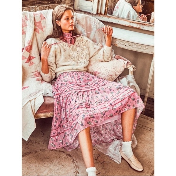 Loveshackfancy Claudette floral sweater XS EUC - Picture 3 of 12